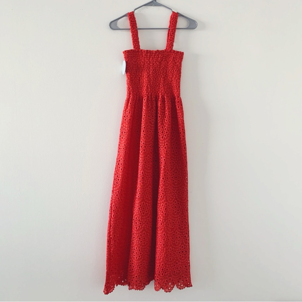 NWT Hill House The Anjuli Nap Dress Poppy Red Scallop Lace - Picture 5 of 11